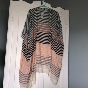 Long open lightweight short sleeve sweater